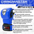 RingMaster Sports Warrior Series MMA Gloves 8oz Blue - RingMaster Sports