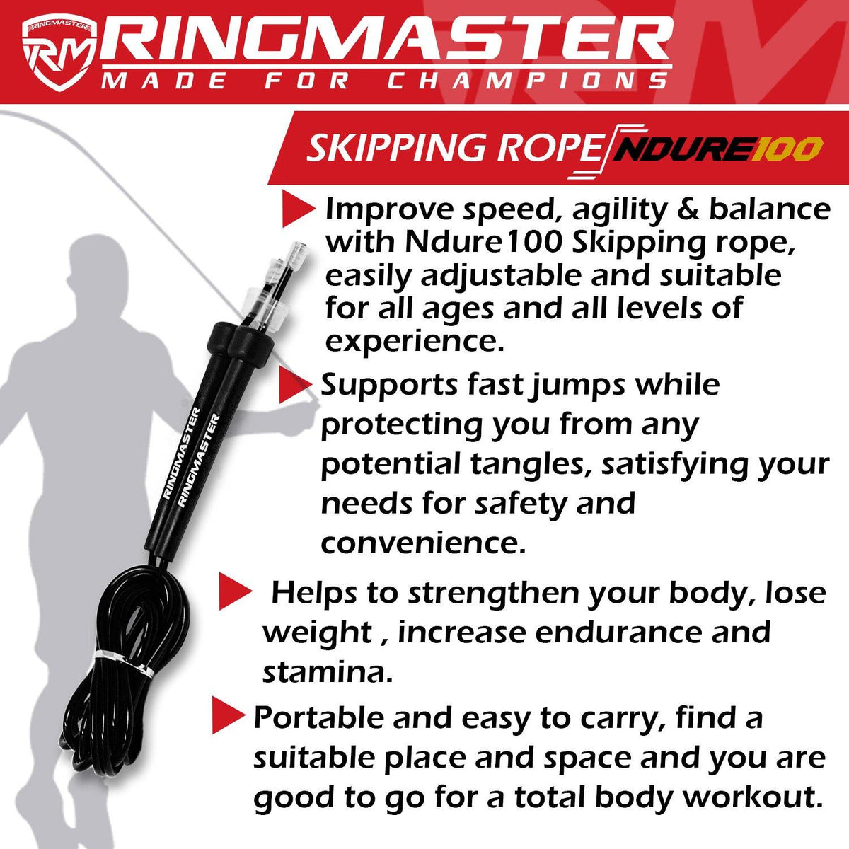 Running Ring Ropes Shop Skipping Ropes, Speed Ropes & Jump Ropes black - Ringmaster Sports ...