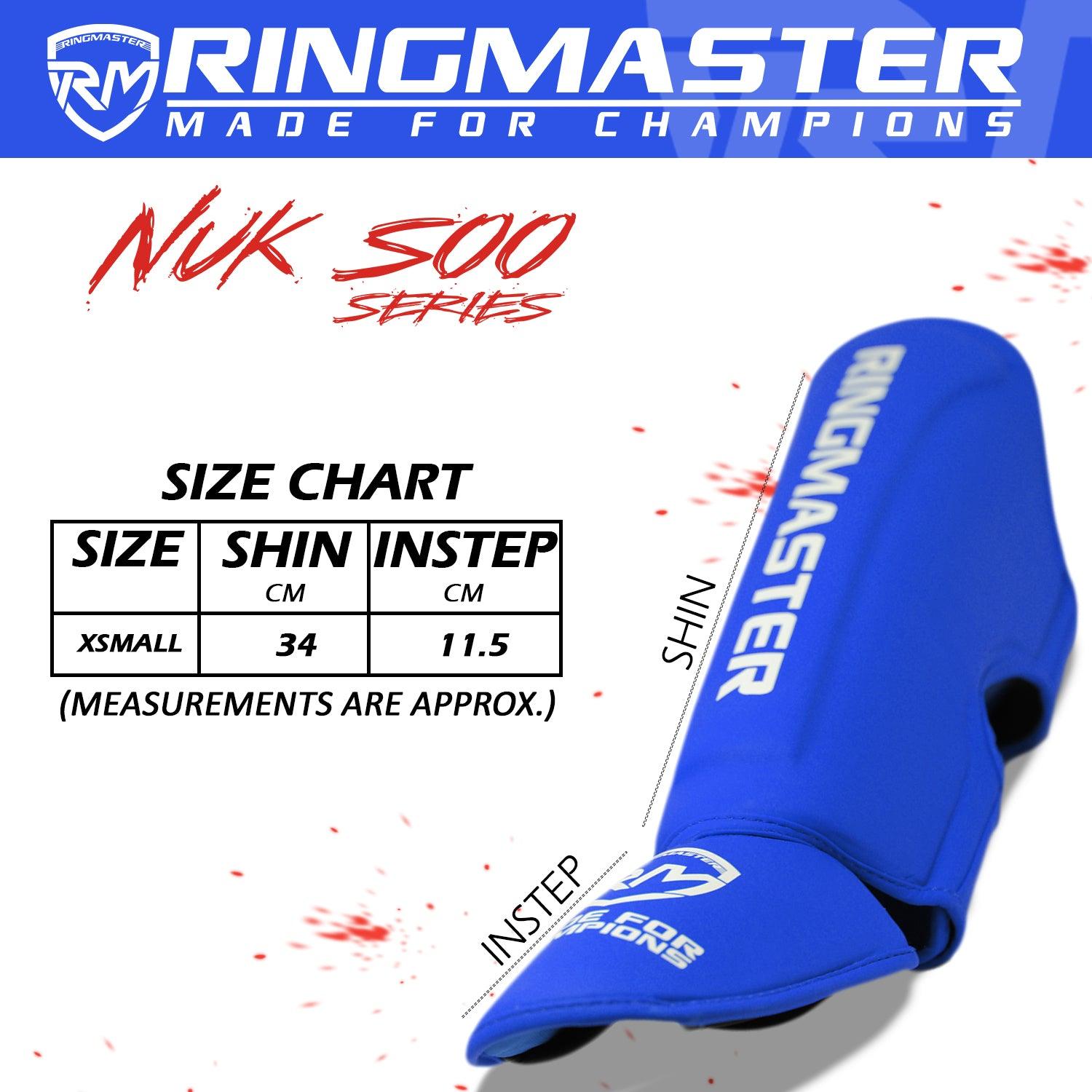 RingMaster Kids Shin Instep Guard Nuk Soo Series Blue - RINGMASTER SPORTS - Made For Champions