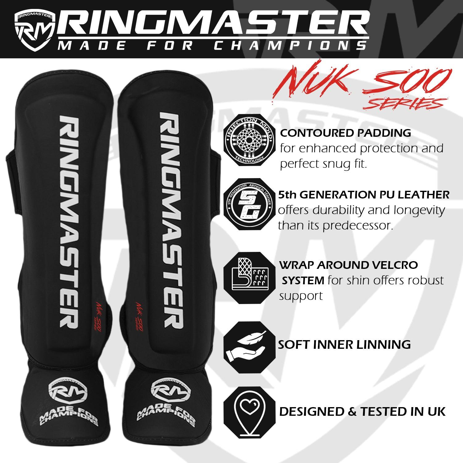 RingMaster Sports Shin Instep Guard Nuk Soo Series Black - RingMaster Sports