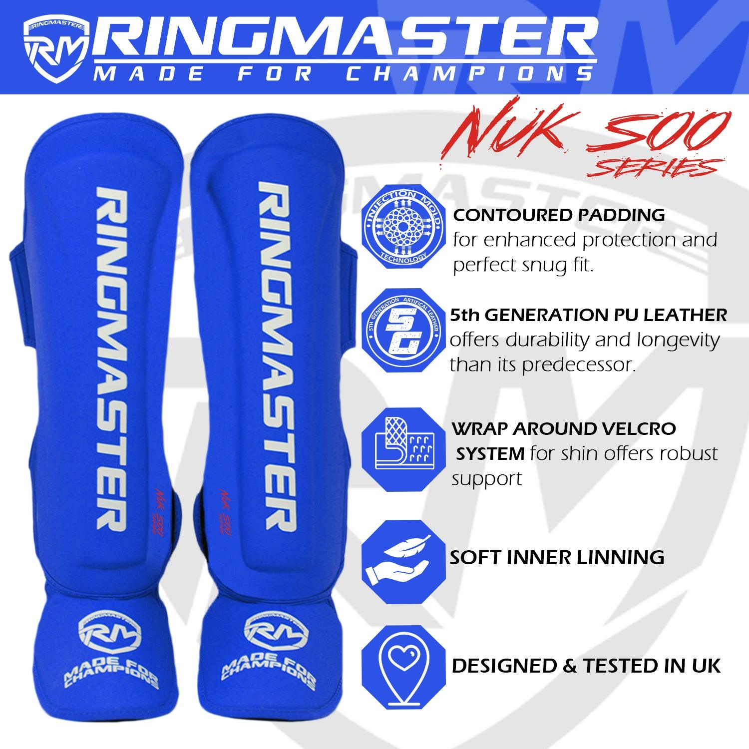 RingMaster Sports Shin Instep Guard Nuk Soo Series Blue - RINGMASTER SPORTS - Made For Champions