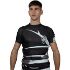 RingMaster Sports Half Sleeve Rash Guard Warrior Series Black White Stripes - RINGMASTER SPORTS - Made For Champions