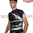 RingMaster Sports Half Sleeve Rash Guard Warrior Series Black White Stripes - RINGMASTER SPORTS - Made For Champions