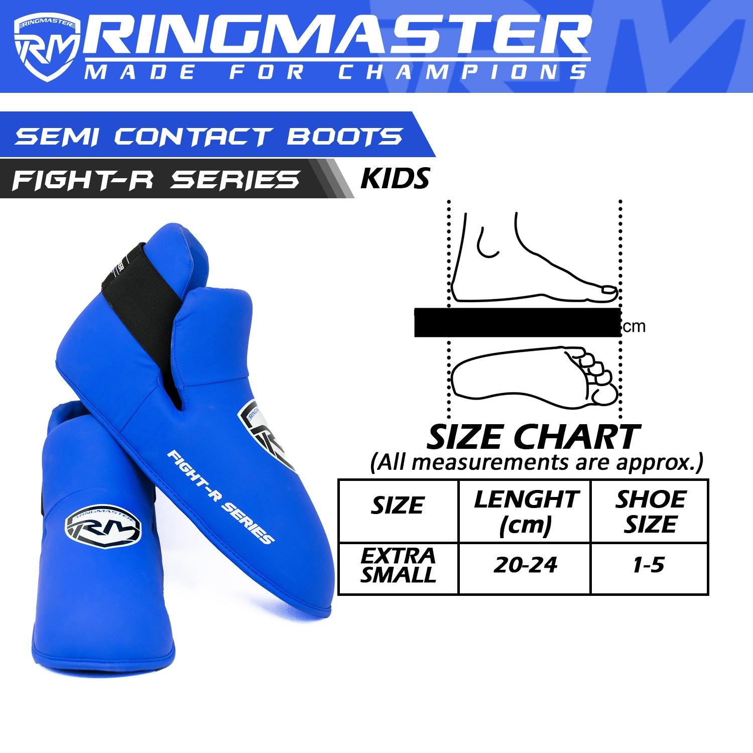 RingMaster Sports Kids Semi Contact Point Foot Protector Taekwondo Kickboxing K1 Blue - RINGMASTER SPORTS - Made For Champions