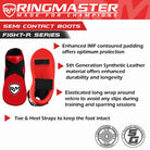 RingMaster Sports Kids Semi Contact Point Foot Protector Taekwondo Kickboxing K1 Red - RINGMASTER SPORTS - Made For Champions