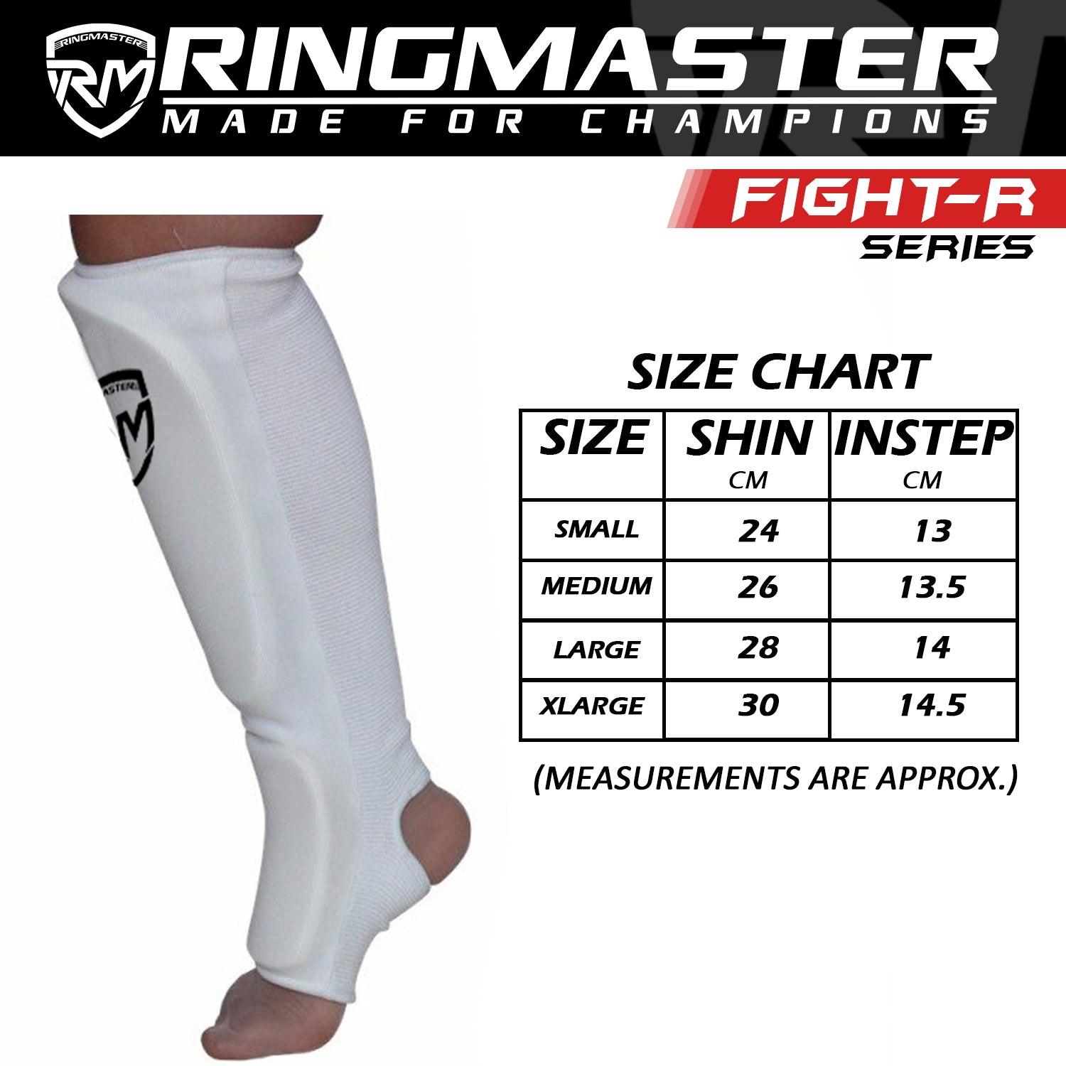 RingMaster Sports Slip-on Elastic Shin & Instep Guards White - RINGMASTER SPORTS - Made For Champions
