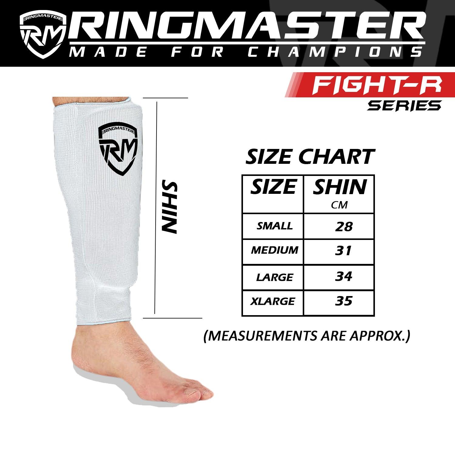 RingMaster Sports Elastic Shin Pads White - RINGMASTER SPORTS - Made For Champions