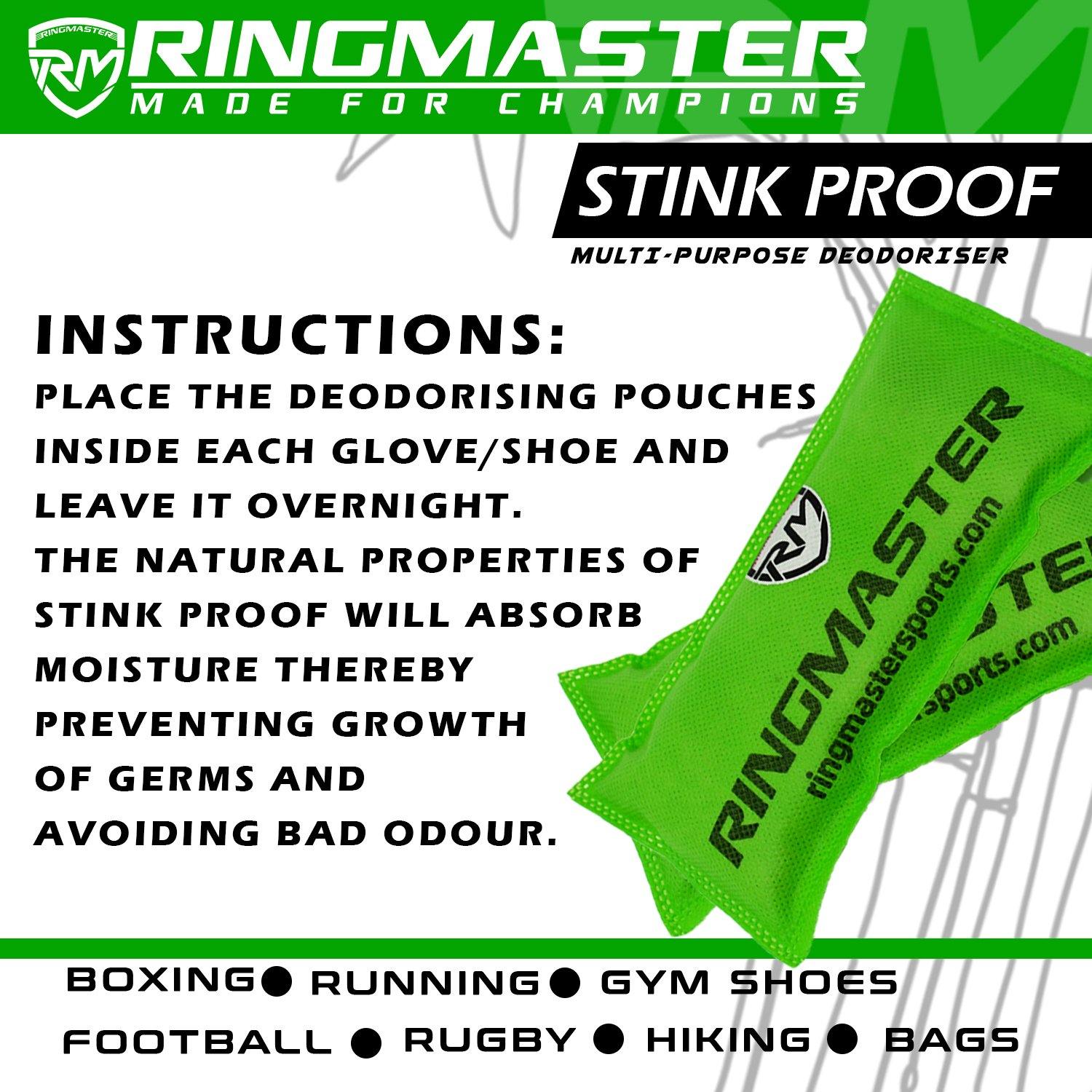 RingMaster Sports Stink Proof Sports Glove Deodoriser No Stink - RingMaster Sports