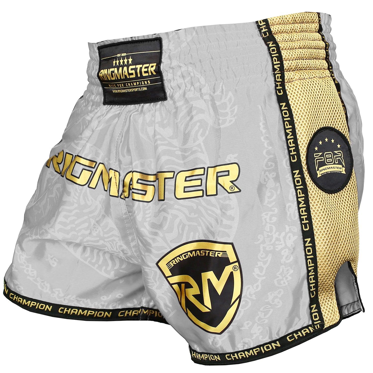 RingMaster Sports Thai / Kickboxing Shorts F8R Series White - RINGMASTER SPORTS - Made For Champions