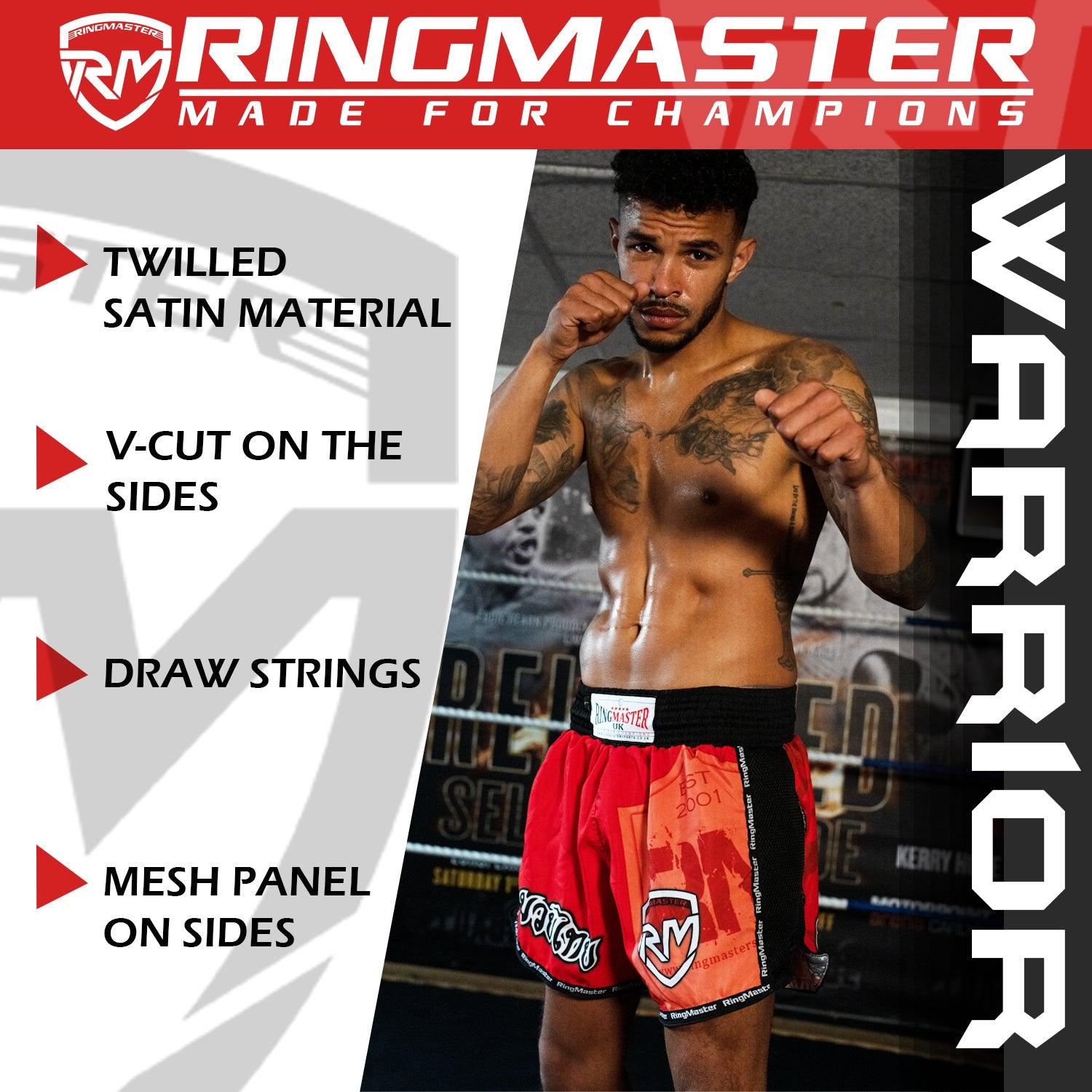 RingMaster Sports Warrior Thai / Kickboxing Shorts Red - RingMaster Sports