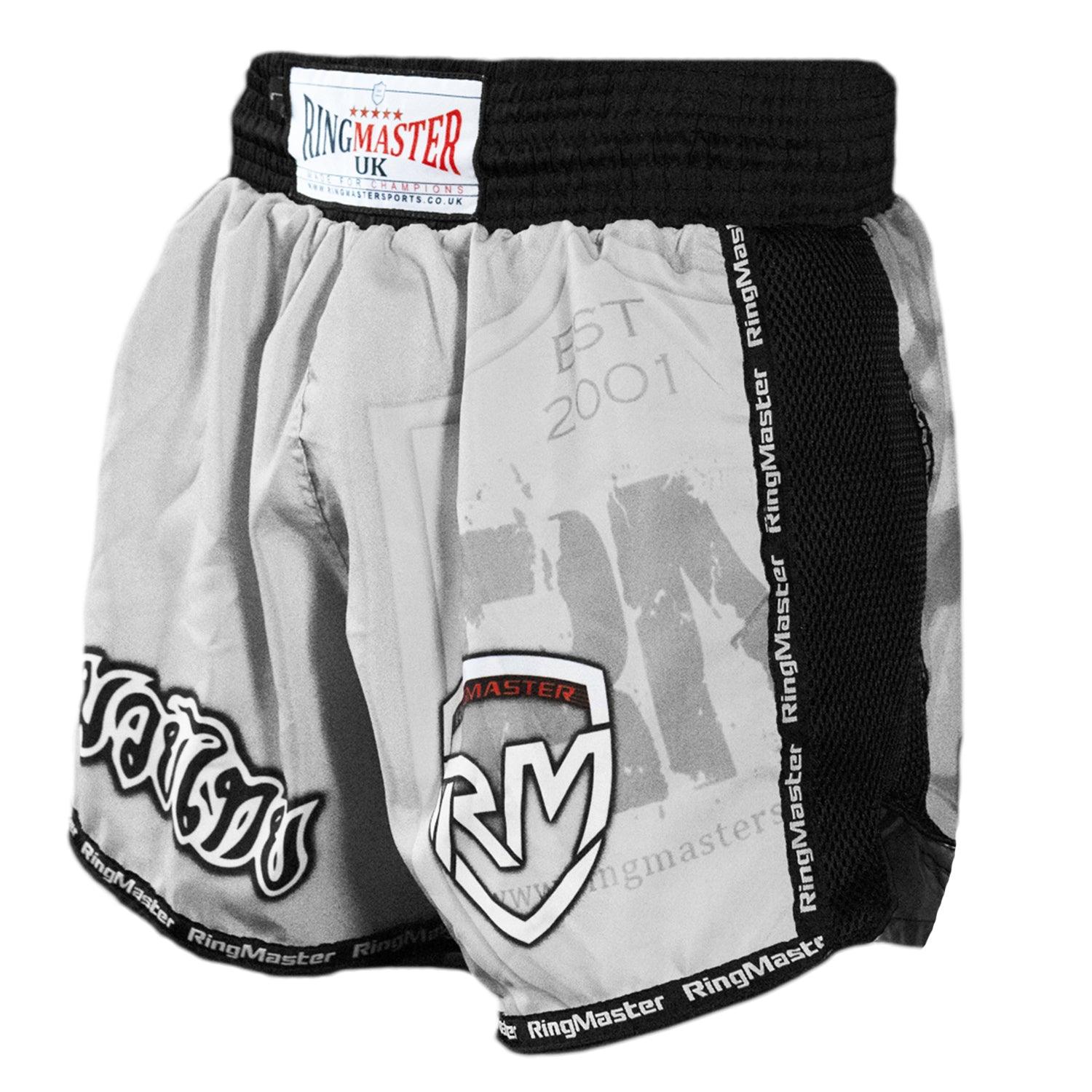 RingMaster Sports Warrior Thai / Kickboxing Shorts White - RingMaster Sports