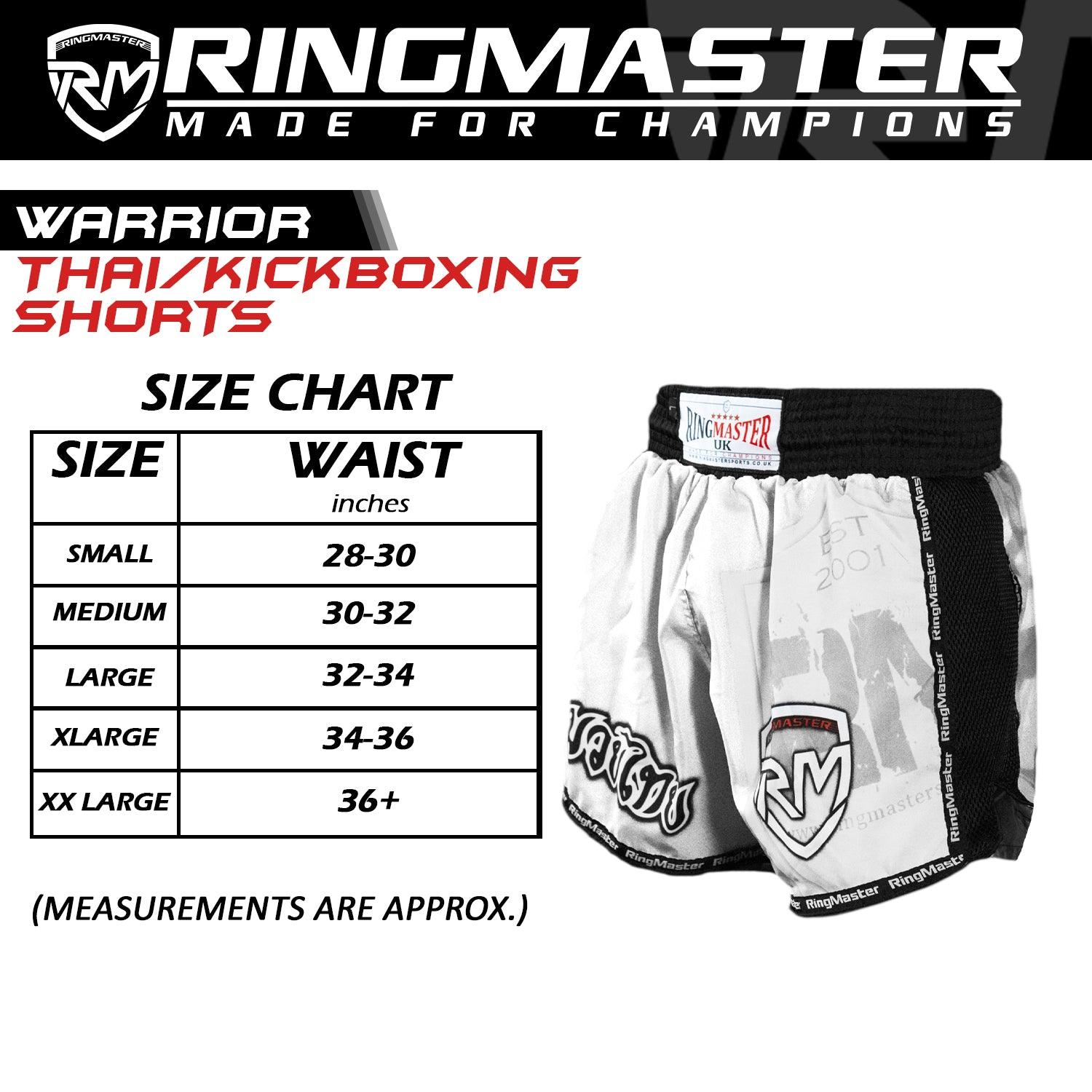 RingMaster Sports Warrior Thai / Kickboxing Shorts White - RingMaster Sports