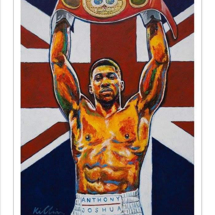 Anthony Joshua "Title Belt" produced live in Leeds at O2 Arena Painting Print Poster original painting By Patrick J. Killian Image 1