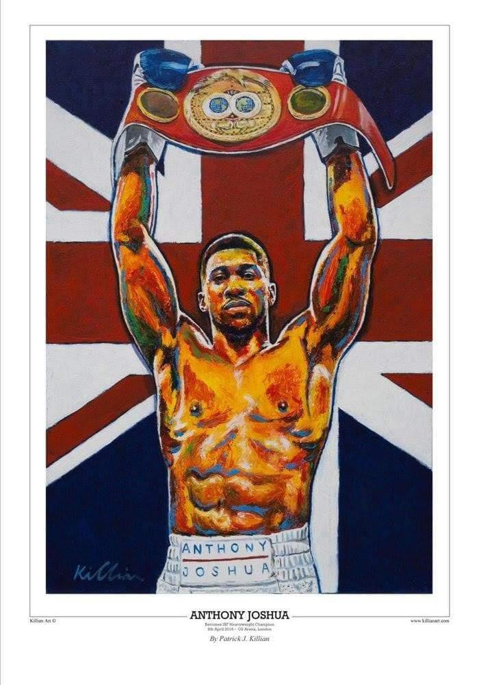 Anthony Joshua "Title Belt" produced live in Leeds at O2 Arena Painting Print Poster original painting By Patrick J. Killian Image 1