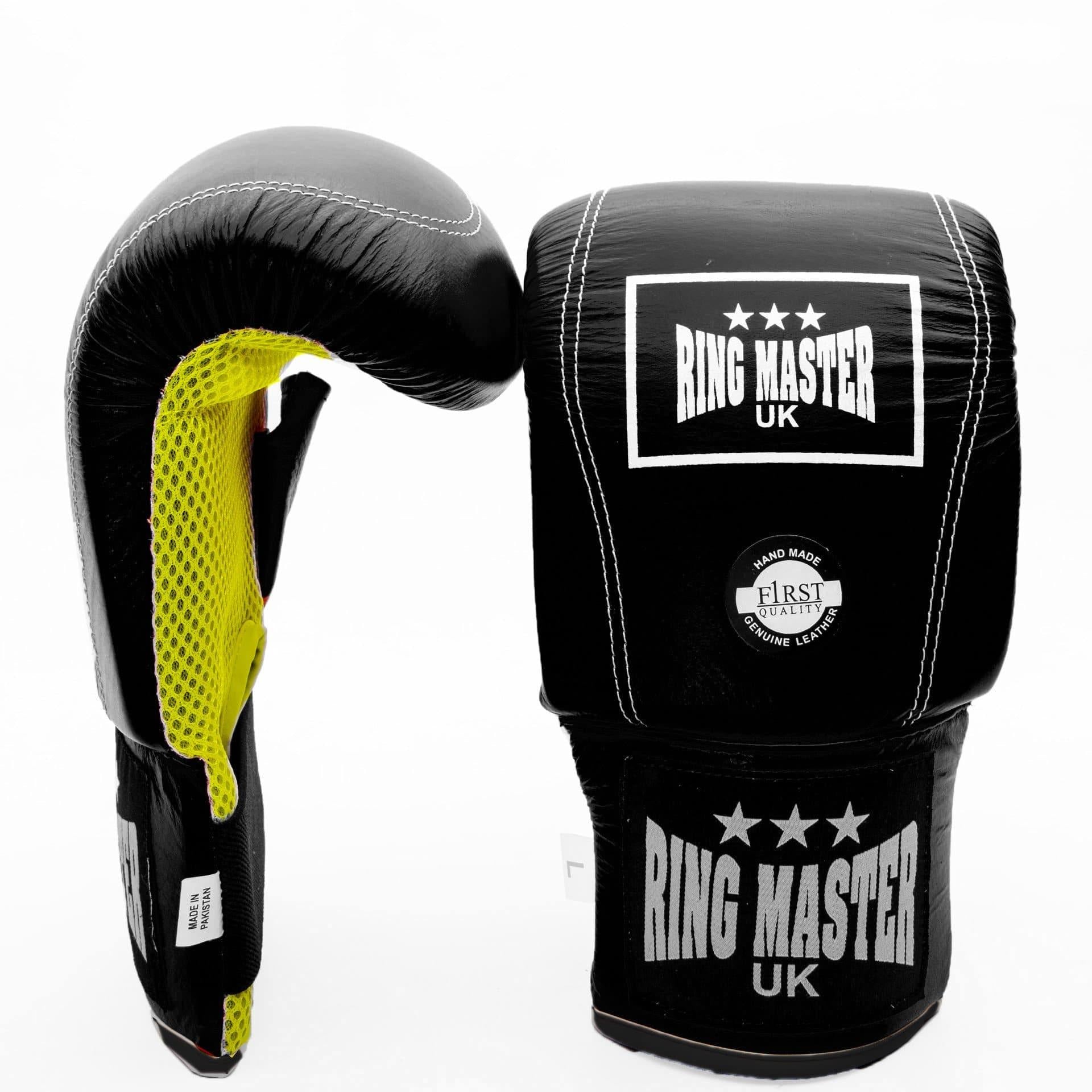 Black Genuine Leather RingMaster Sports Bag Mitts Image 1