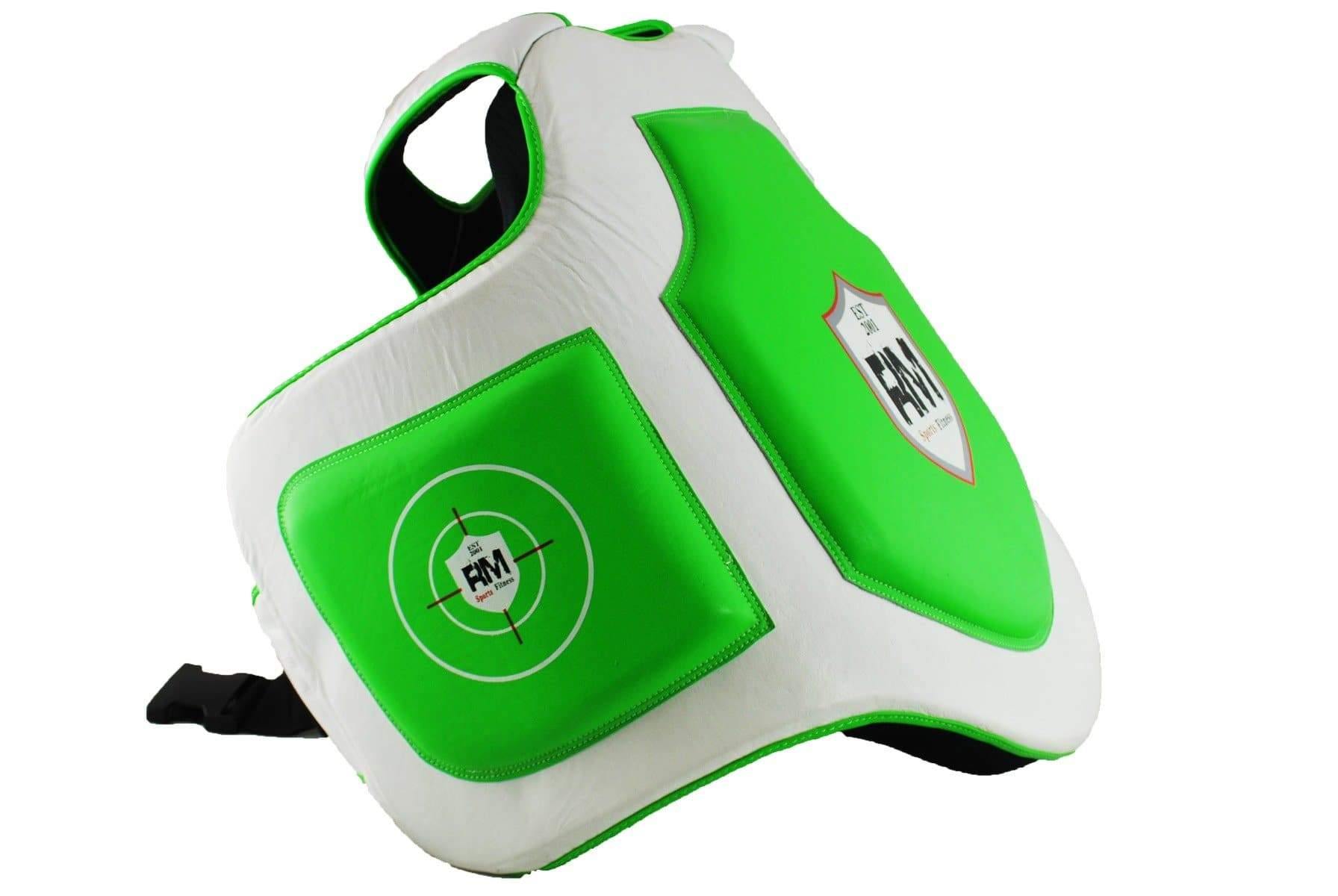 RingMaster Sports One Size Body Protectors Genuine Leather Green and White Image 4