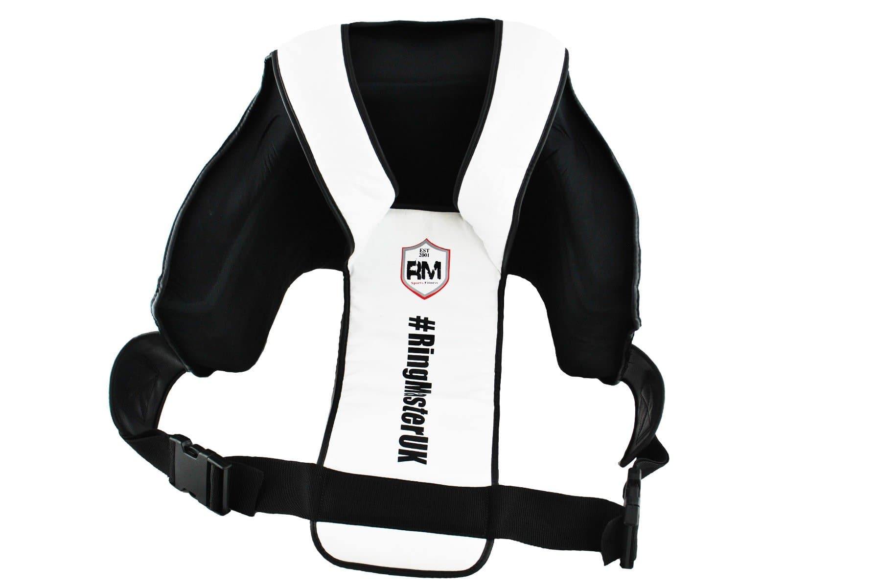 RingMaster Sports  One Size Body Protectors Genuine Leather White and Black Image 2