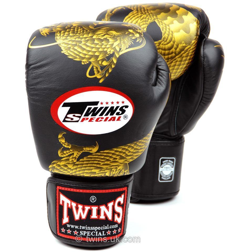 Twins Black-Gold Dragon Boxing Gloves - RingMaster Sports