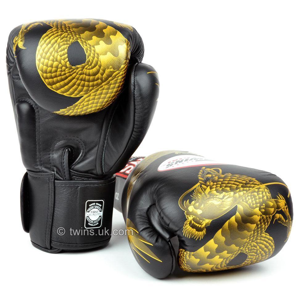 Twins Black-Gold Dragon Boxing Gloves - RingMaster Sports