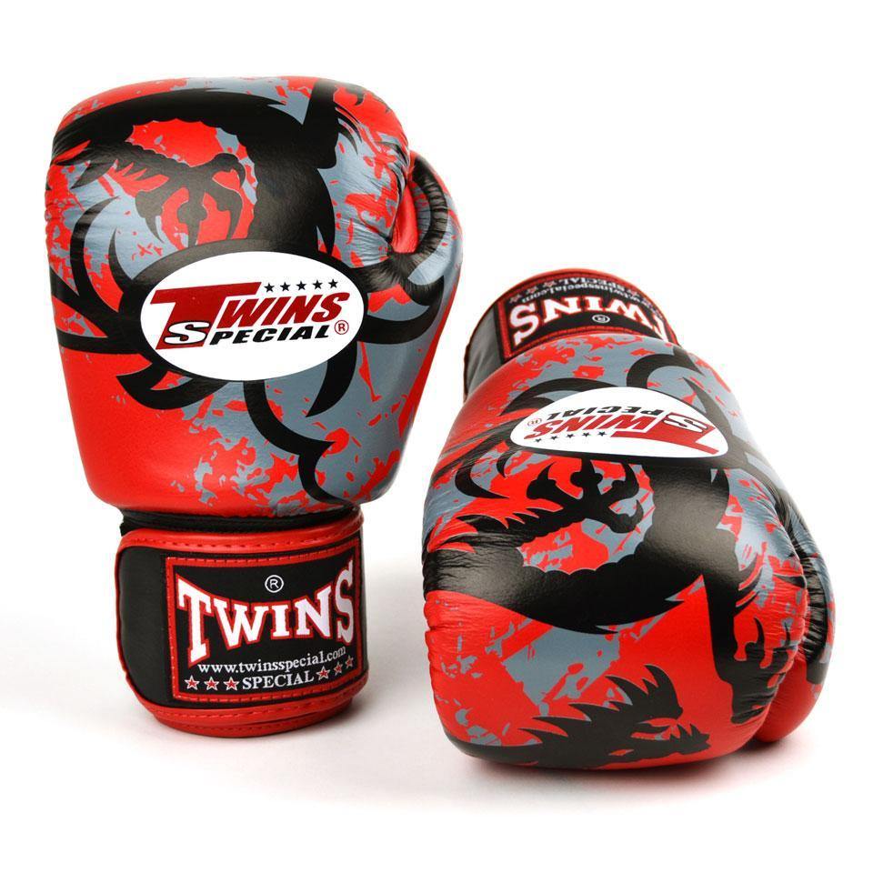 Twins Red Tribal Boxing Gloves - RingMaster Sports
