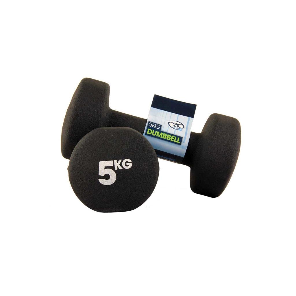 5kg Neoprene Dumbbells - Black (Pair) - RINGMASTER SPORTS - Made For Champions