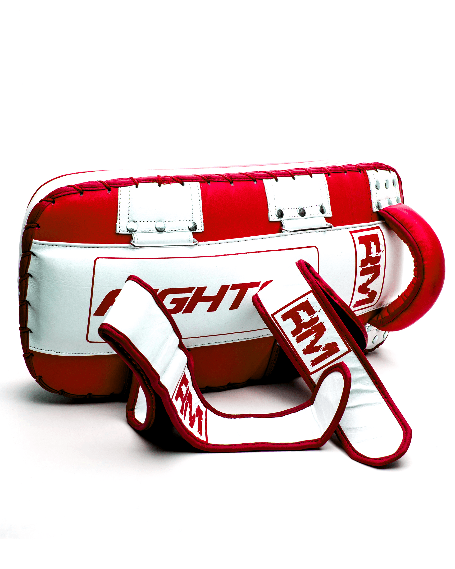One Size Red and White Genuine Leather RingMaster sports Arm Pads image 3