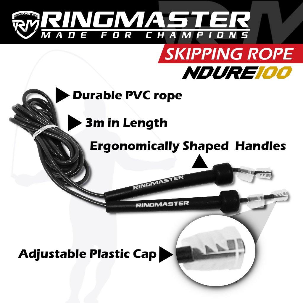 RingMaster Sports black adjustable fitness skipping rope