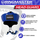 Blue and white RingMaster Sports SHK2.0 boxing headgear