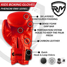 RingMaster Sports CarbonTech Leather kids boxing gloves in red