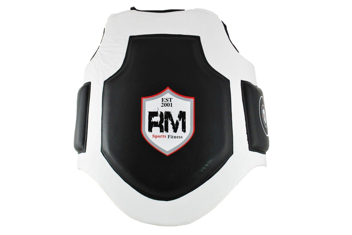 RingMaster Sports genuine leather body protector in black and white