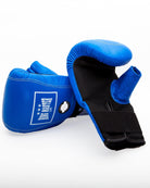 Handmade RingMaster Sports bag mitts in blue genuine leather