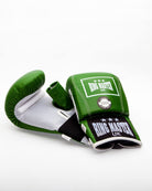 Handmade RingMaster Sports bag mitts in green genuine leather