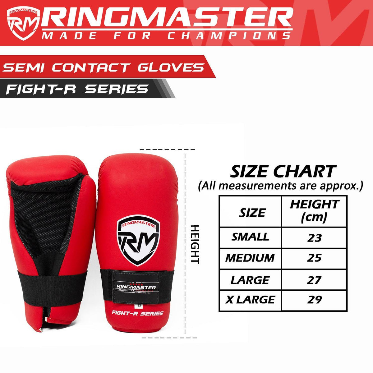 RingMaster Sports red kickboxing gloves