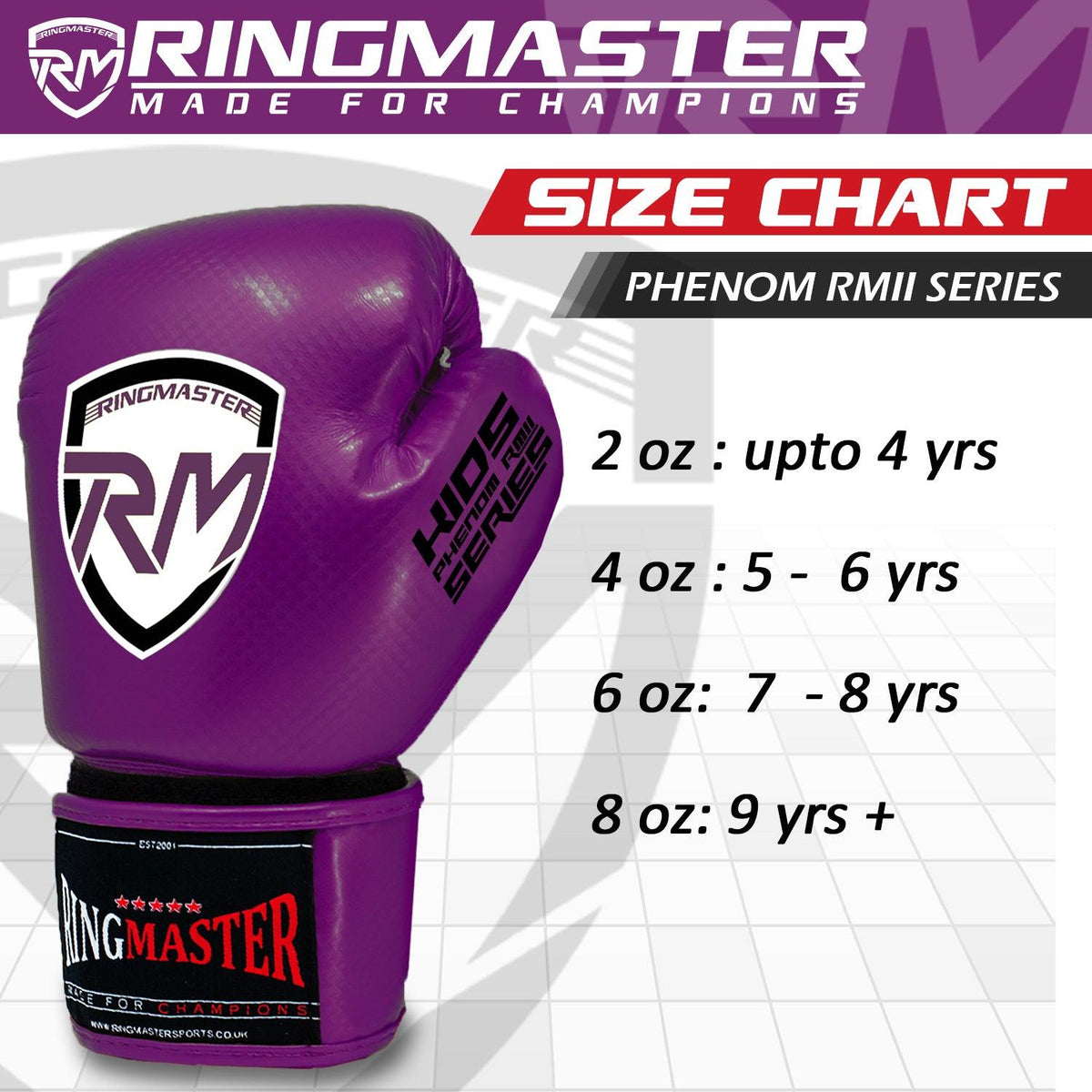 RingMaster Sports purple kids boxing training gloves
