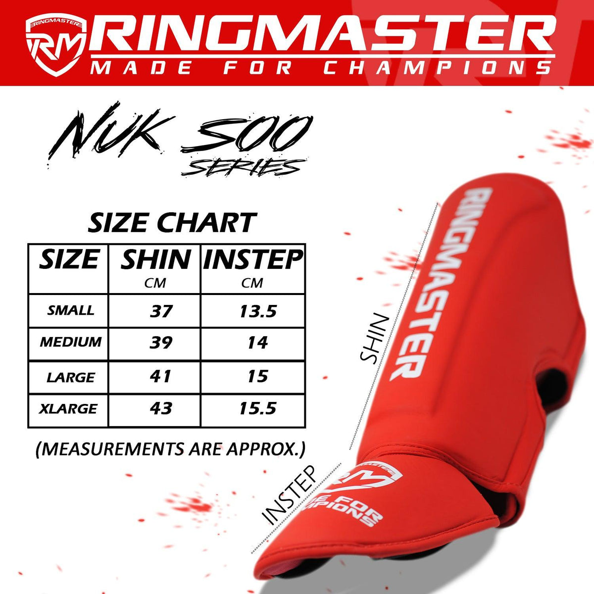 RingMaster Sports Nuk Soo red shin instep guard for training