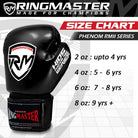 RingMaster Phenom black kids boxing gloves with contoured padding
