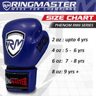 RingMaster Phenom blue kids boxing gloves with contoured padding
