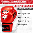 RingMaster Phenom red kids boxing gloves with contoured padding