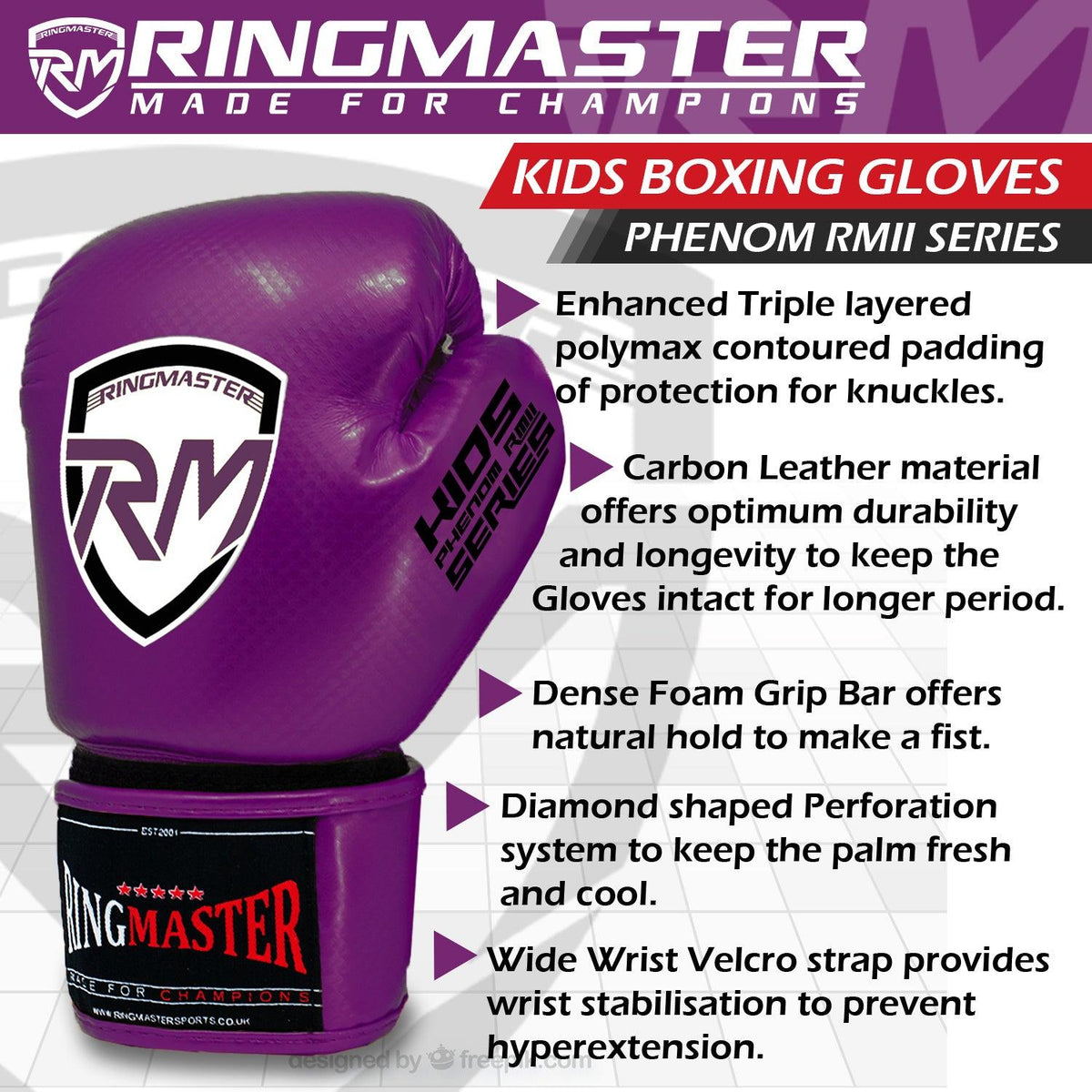 Purple RingMaster Sports kids boxing gloves