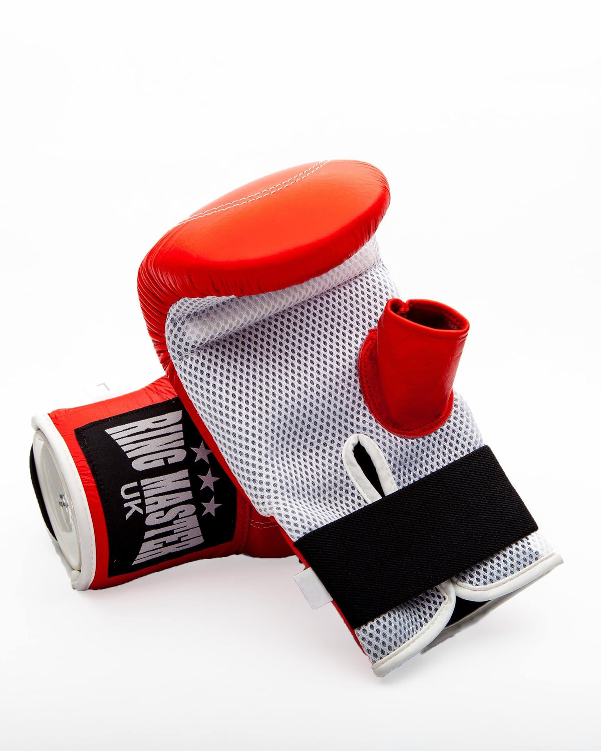 Red RingMaster Sports genuine leather bag mitts