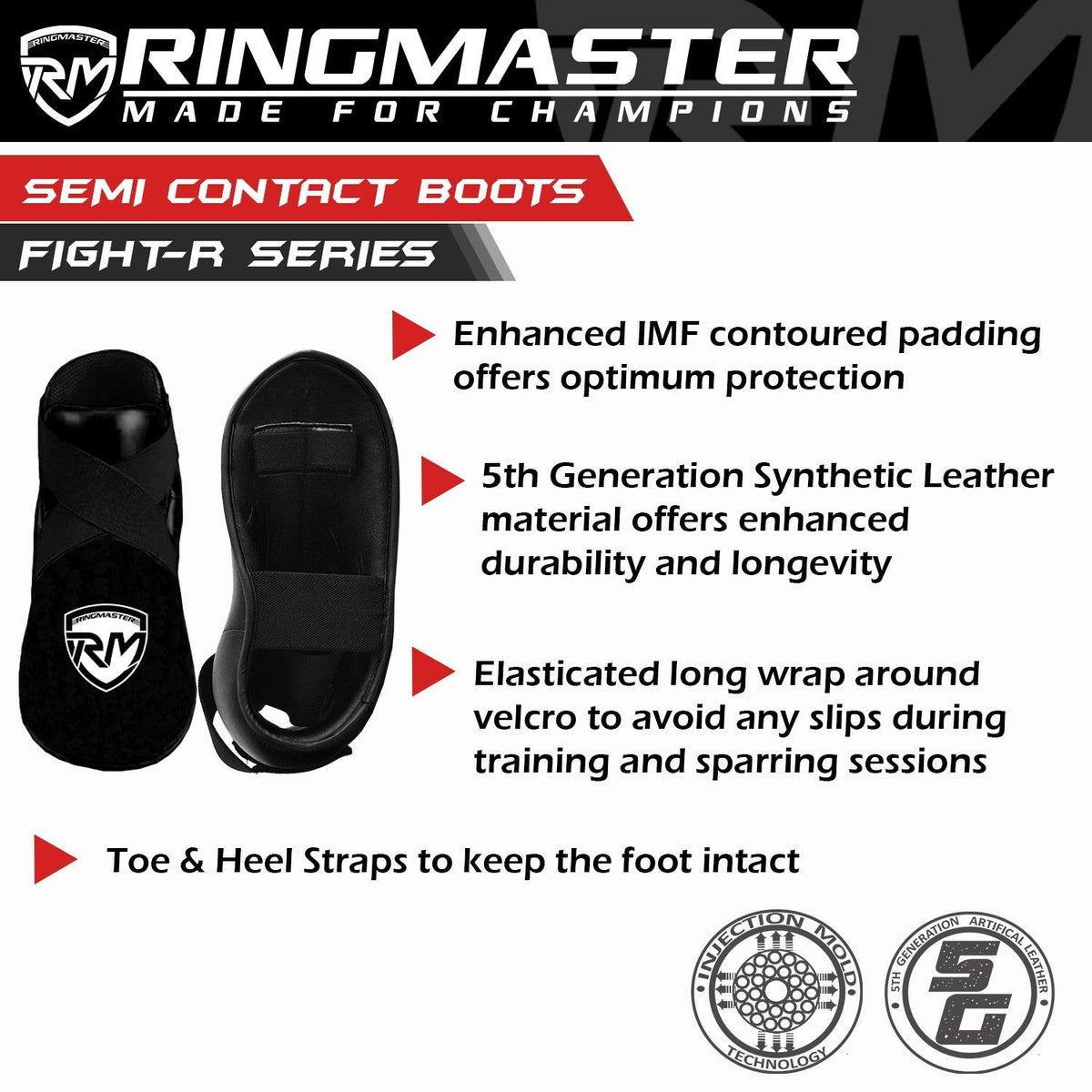 RingMaster Sports black Taekwondo foot protector