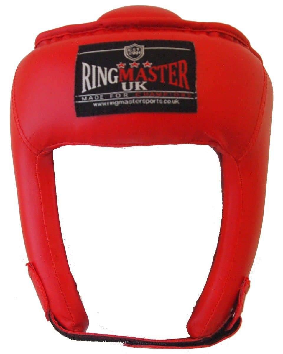Kids Extra Small Red Synthetic Leather RingMaster Sports Open Face Head Guard Image 5