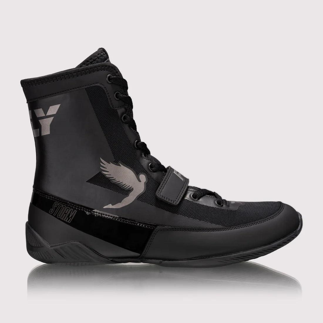 Fly Storm Boxing Boots Black,  best boxing boots,  junior boxing boots,  mens boxing boots,  black boxing boots,  title boxing boots,  cheap boxing boots,  leather boxing boots,  fly boxing boots,  boxing boots,  shoes black,  Ringmaster Sports equipment,  Ringmaster Boxing equipment,  Ringmaster Boxing gloves, Ringmaster boxing boots,  Ringmaster boxing shoes 