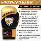 RingMaster Superfit boxing gloves with breathable palm mesh