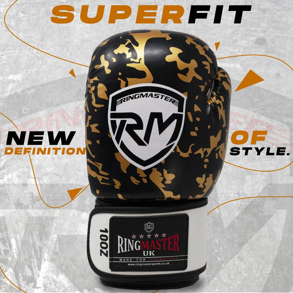 RingMaster Superfit boxing gloves with dense foam grip bar