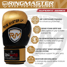 Superfit boxing gloves with moisture-wicking mesh in the palm